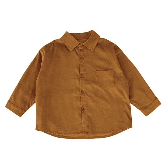 TIREOW Girls and Boys Corduroy Shirts Jackets Collared Button Front Solid Color Shirts Spring Autumn Casual Shirts Coat