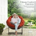 thumbnail image 3 of Outdoor Rocking Chair, Patio Oversized Wicker Egg Rocking Chair, Indoor & Outdoor Comfy Rocker Chair with Thick Cushion, Modern Lounge Chair for Balcony, Front Porch, Garden, Backyard, Deck, Orange, 3 of 17