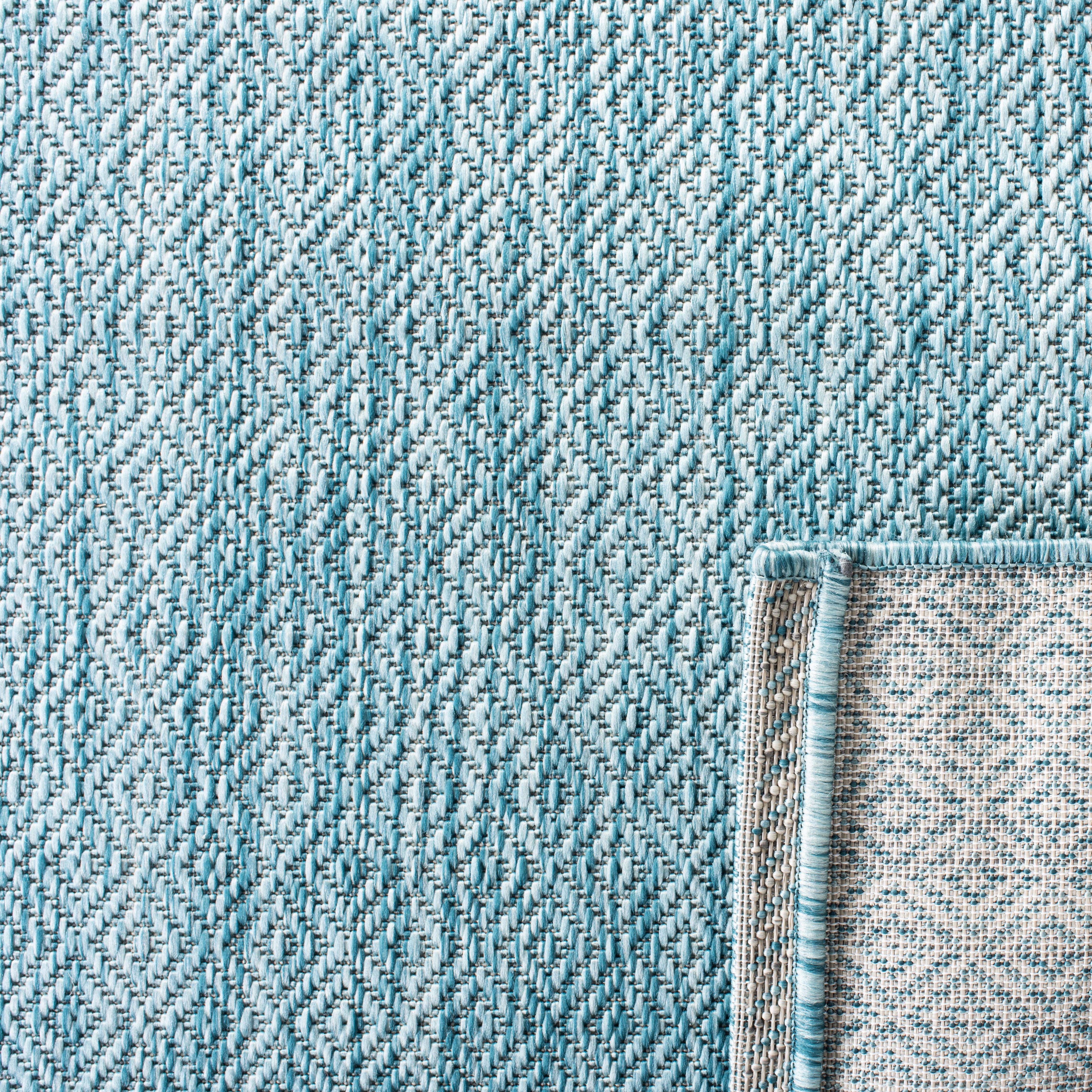 SAFAVIEH Courtyard Mitre Geometric Indoor/Outdoor Area Rug, Aqua/Aqua, 10' x 14'