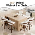thumbnail image 3 of CRERIYO 26" Swivel Counter Height Bar Stool Set of 1, PU Leather Upholstered Bar Chair with Black Ring Footrest and Walnut Wood Legs, Beige, 3 of 7