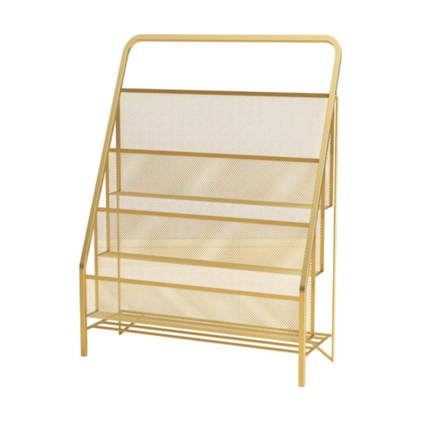 Estantería infantil de tres niveles con diseño de columpios, ideal para la habitación de los niños, la sala de juegos o para colorear. Dorado