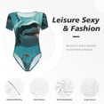 thumbnail image 4 of Kdxio Realistic Ocean Shark for Women's Short-Sleeved Onesie Stylish Round Neck Pajamas Bodysuit Jumpsuit Nightwear-Large, 4 of 7
