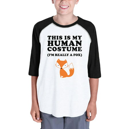 This Is My Human Costume Funny Halloween Baseball Shirt For Kids