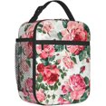 thumbnail image 2 of Rose Floral Polyester Lunch Box for Kids Teen,Retro Flower Reusable Thermal Lunch Bag for Adult Women,Vintage Insulated Tote Cooler Bags for School, Work, Picnic,Travel, 2 of 6