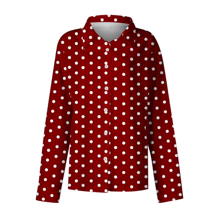 polka dot dress shirt womens Cotton Button Front Shirt - Polka Dot