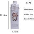 thumbnail image 4 of Botella de agua de oso Kawaii con pajita, botella de agua cuadrada portátil de plástico para deportes para niñas lindas, tazas de agua para té y jugo, 700ml (blanco, 700ml) JAMW Sencillez, 4 of 5