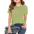 thumbnail image 2 of YunPes Girls Short Sleeve Shirts Cute Bow Knot Print Shirt Summer Crewneck Casual T Shirt Tops Tee School Streetwear Dance T Shirt, 2 of 8