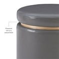 thumbnail image 6 of Linon Hawn Round Storage Ottoman Light Wood Trim in Gray Faux Leather, 6 of 11