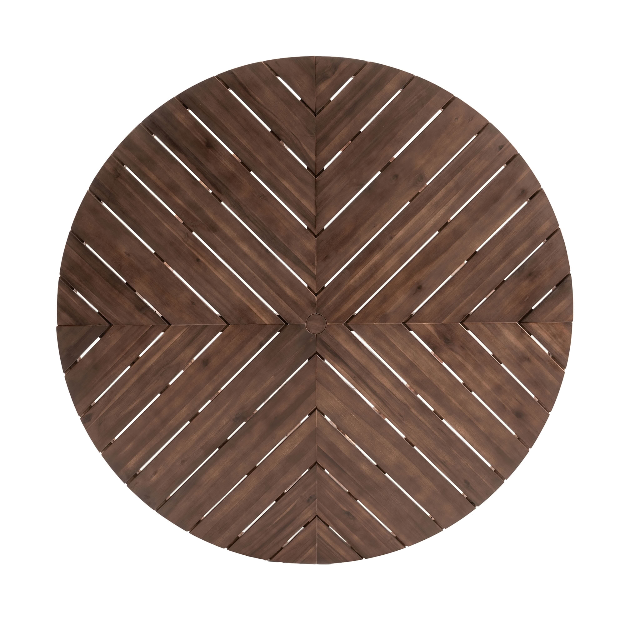 MAYEERTY 59" Round Patio Dining Table, Wood Dining Table with Umbrella Hole for Garden, Patio, and Poolside