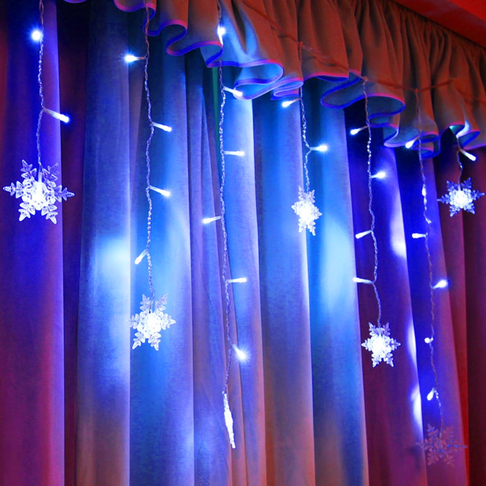 LED Snowflake Fairy String Lights Curtain Net Window Christmas Party Wedding US 