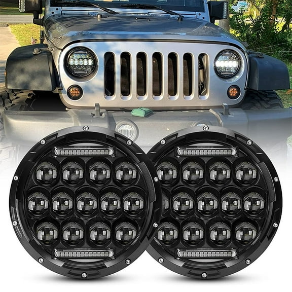 Pair Dot Approved 7 Inch LED Headlights High Low Beam Halo Angle Eyes for Jeep Wrangler JK LJ TJ CJ