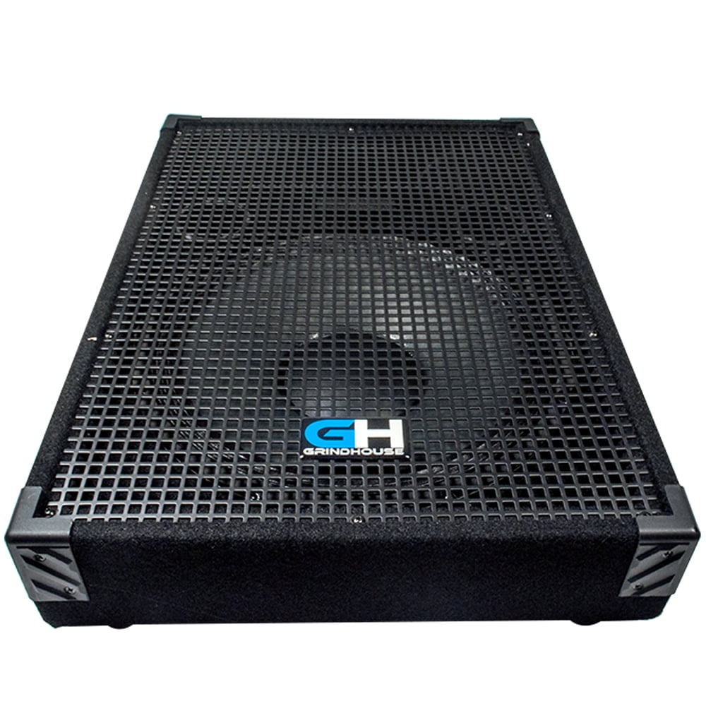 Grindhouse Speakers - GH15M-Pair - Pair of 15 Inch Passive Wedge Floor / Stage Monitors 400 Watts RMS each - PA/DJ Stage, Studio, Live Sound 10 Inch Monitor