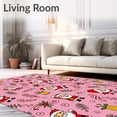 thumbnail image 2 of ODIKA 2'x3' Machine Washable Non-Slip Area Rug, Santa Claus Workshop Theme Holiday Floor Covering High Traffic Rug, Pink, 732477, 2 of 7