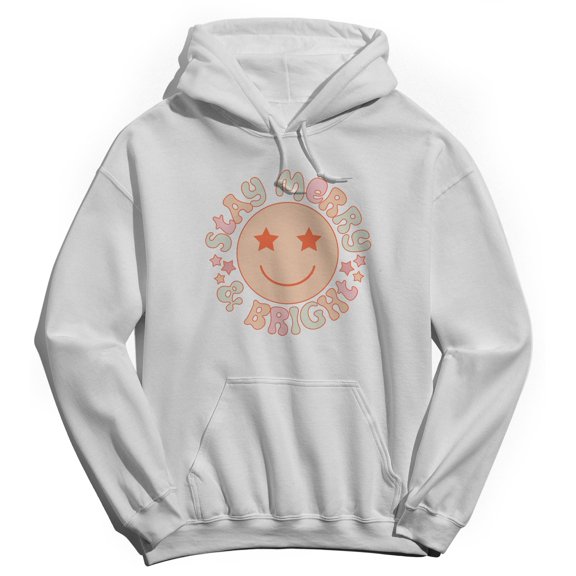 Haywood & Main Stay Merry & Bright Graphic White Men's Cotton Pullover Hoodie