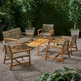thumbnail image 5 of GDF Studio Levant Outdoor 5 Piece Wood and Wicker Loveseat Chat Set, Gray, 5 of 5