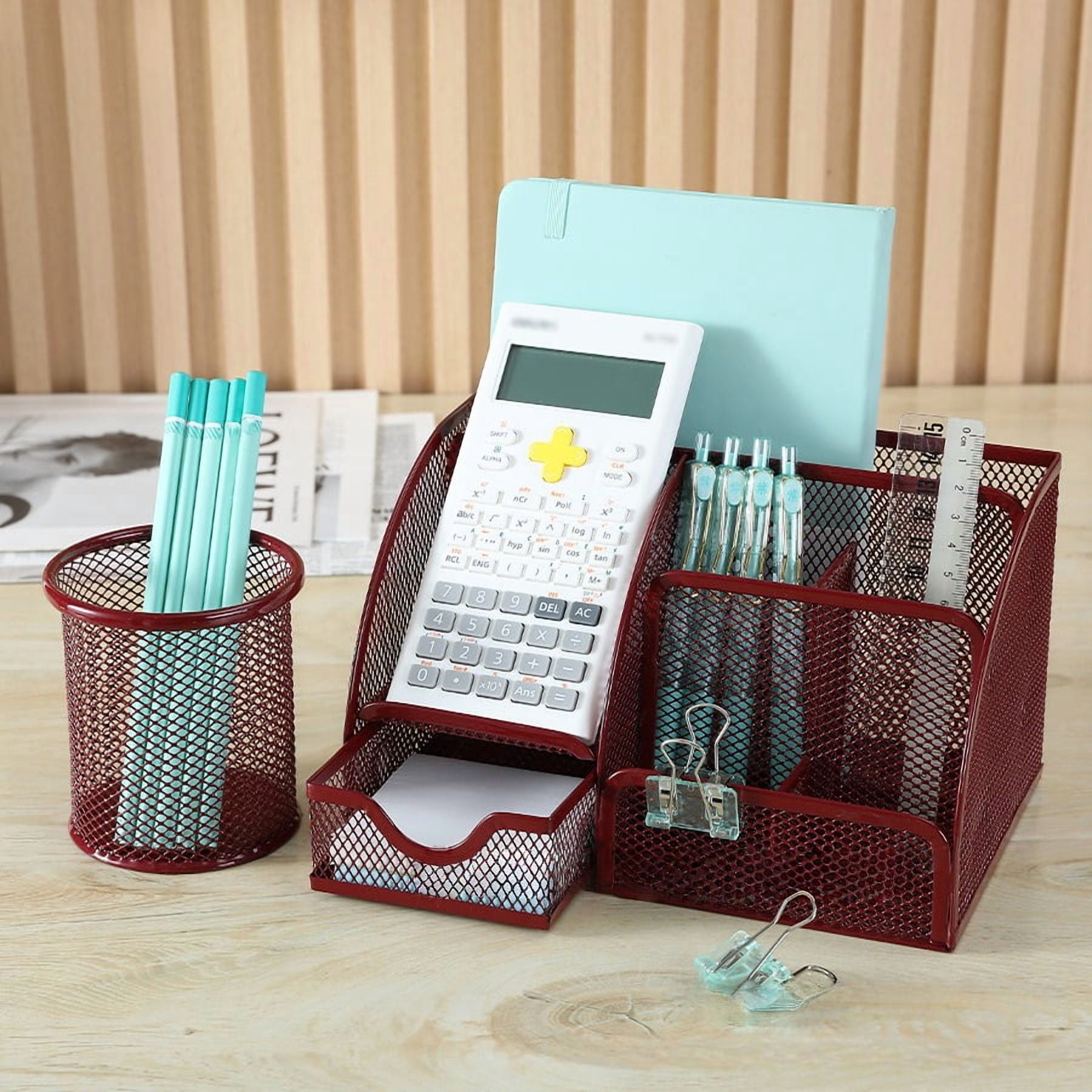 Iron seven-panel pen holder set multi-functional desk storage box,Desk Organizers and Accessories