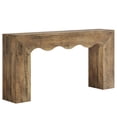 thumbnail image 2 of Fnova 63" Farmhouse Console Table with Wave Edge, Long Narrow Wood Entryway Table, Sofa Table for Living Room, Hallway, Behind Couch, Light Brown, 2 of 12