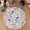 thumbnail image 3 of Purple Spring Floral Round 15 Inch Placemats Set of 6, Vintage Botanical Colorful Elegant HeatResistant Non Slip Place Mats for Dining Table, Wipeable Braided Kitchen Table Mats for Housewarming, 3 of 9