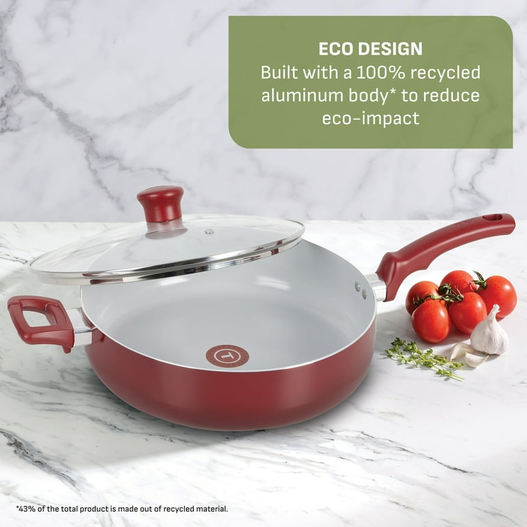 T-Fal Kitchen Solutions Red 5 Quarts Ceramic Non-Stick Jumbo