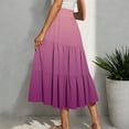 thumbnail image 5 of WRKEKC Long Skirts for Women Summer, Casual Skirts for Women, Women's Trendy Casual Ladies Comfy Gradient Printed A-Line Elastic Waist Pleated Long Skirts with Drawstring, 5 of 8