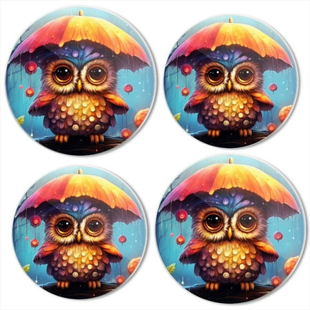 

BaHomeck Electric Stove Burner Covers Set of 4 Round Metal Gas Stove Burner Covers 8 Inch and 10 Inch Kitchen Decor Cute Owl Stands Under Umbrella In The Rain