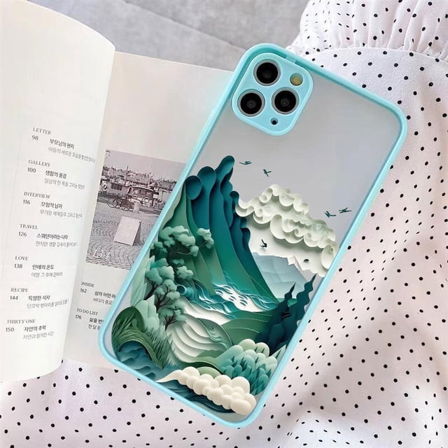 Funda de teléfono con paisaje impreso para iPhone, carcasa creativa a prueba de golpes para modelos 14, 11, 12, 13 Pro Max, Mini, XS, X, XR, 7, 8 Plus, SE 2020