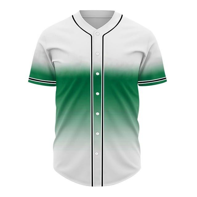 breaise Gradient Baseball Jersey Hip Hop Button Down Shirts Stitched Personalized Name Number for Men Boys Uniform Personalized Baseball Shirts Army Green M