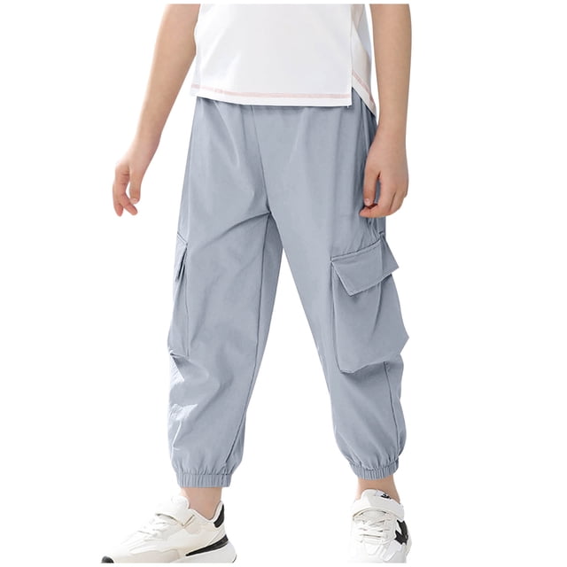 RXIRUCGD 2025 Summer Clothes for Kids Children's Spring And Summer Solid Color Casual Sports Slim Ankle Binding Work Pants Pockets Length Pants For Kids