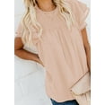 thumbnail image 6 of Sidefeel Womens Crewneck Lace Crochet Chiffon Tops Swiss Dot Ruffled Short Sleeve Casual Shirts Flowy Blouses Tops, 6 of 9