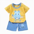 thumbnail image 4 of Gibobby Toddler Boy Summer Outfits for Boys Toddler Kids Baby Boy Summer Clothes Sets Carton Print 2t 3t 4t 5t 6t 7t Short Sleeve Tops Shorts Outfits(7-8 Years,Yellow), 4 of 4