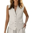 thumbnail image 2 of GEWSEY Waistcoat Vest for Women Fully Lined Button Down V Neck Formal Dressy Suit Vests with Pockets (White, XXL), 2 of 9