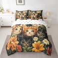 thumbnail image 2 of Erosebridal Ensemble de Literie Kawaii à Imprimé de Chat, Format Grand Lit, Ensemble de Lit pour Animal de Dessin Animé, Déco Chic de Fleurs, Réversible 7 Pcs, 2 of 5