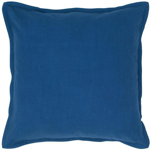 HomeRoots 403118 Blue Solid Flange Edged Modern Down Throw Pillow