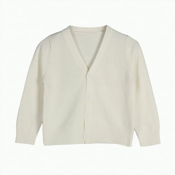 Ccpelsie Boys Cardigan Sweater Toddler Cable Knit Long Sleeve Cotton Button Up Sweater Jacket for Kids(White,100)