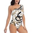 thumbnail image 3 of Pofeuu Snake Print Women's One Piece Swimsuits One Shoulder Swimwear Asymmetric Ruffle Monokinis Bathing Suits-XX-Large, 3 of 6