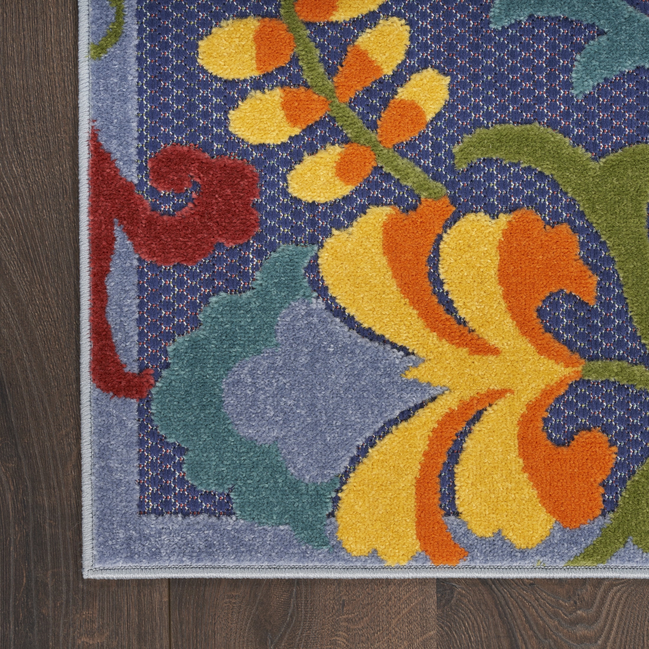 Nourison Aloha 2'3" x 10' Navy Multicolor Outdoor Rug
