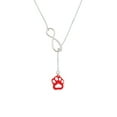 thumbnail image 2 of Delight Jewelry Acrylic Small Paw Red Silver tone Elegant Infinity Lariat Necklace, 2 of 4