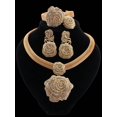 thumbnail image 3 of Goldtone Crystal Rose Jewelry Set: Necklace, Earrings, Bracelet, 3 of 4