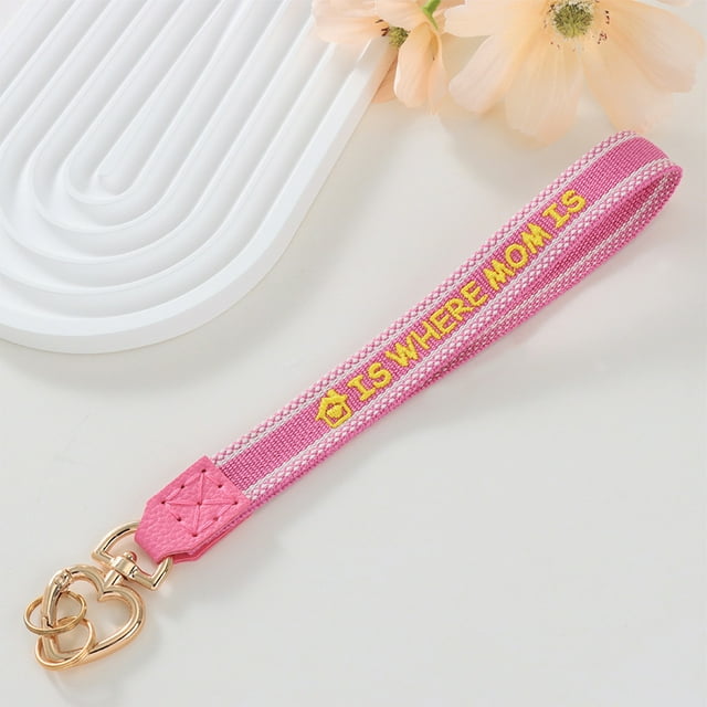Fabric Keychain Mother's Day Gift Keycharms Fabric Embroidered Keychain Handmade Crochet Leather Keycharm Circles Keychain