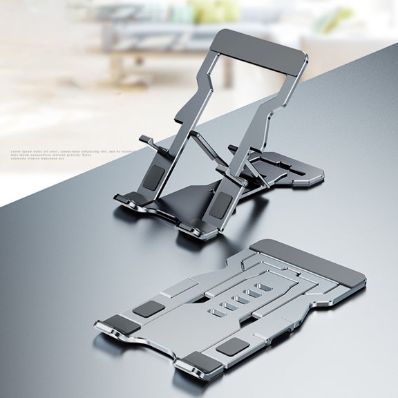 T612 Phone Stand Foldable Anti-slip Aluminum Alloy Desktop Phone Tablet Bracket for Home,Grey