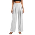 thumbnail image 5 of SeekIslam Women's Solid Color Business Pants Casual Wide Leg High Waist Casual Pants | Lightweight and Breathable, Wide Elastic Belt, 5 of 5