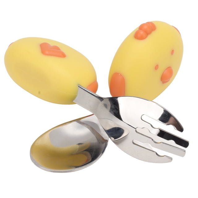 Set de Cuchara de Bifurcació de Bebés, Horquillas para Niños Pequeños y Cucharas de Acero inoxidable Portátil para Jardines de Infancia Para Niños