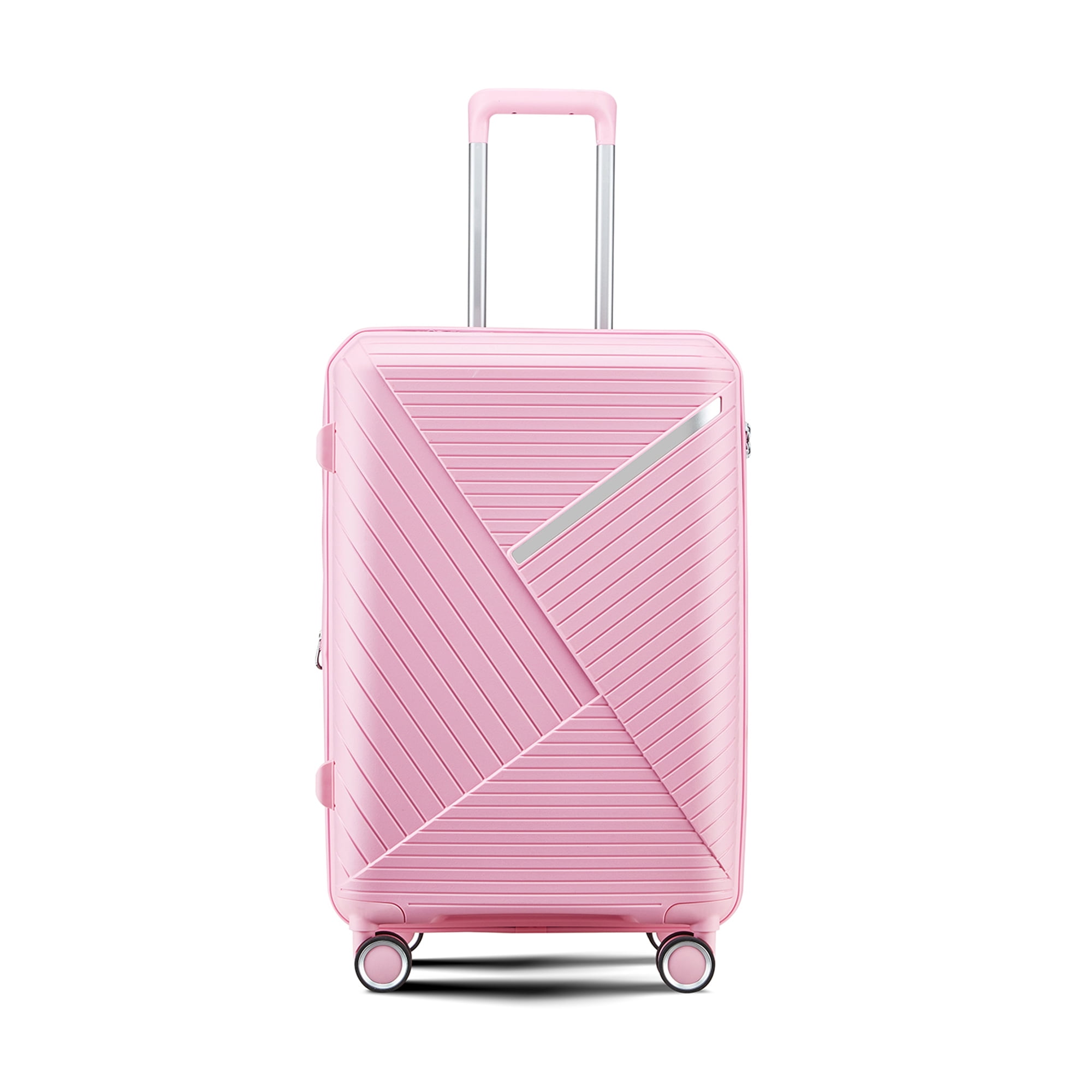 Aukfa Expandable Hardside 4-Piece Luggage Travel Set, Durable Suitcase Double Wheels, Pink