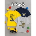 thumbnail image 2 of HILEELANG 2-7T Toddler/Little Boys Yellow/Grey/Navy Construction Trucks 100% Cotton T-Shirt 3-Pack, Size 5T, 2 of 11