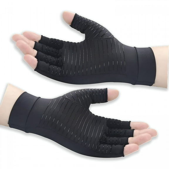 XIRQI Copper-infused, Anti-Swelling, Carpal Tunnel Friendly, Typing Support & Joint Comfort - Medium Size Women's & Men's Hand Relief Gloves