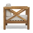 thumbnail image 5 of Jopath Outdoor Club Chair with Slatted Seating and Cross-Back, Accent Chair with Cushion for Patio Balcony Garden Teak+Beige, 5 of 9