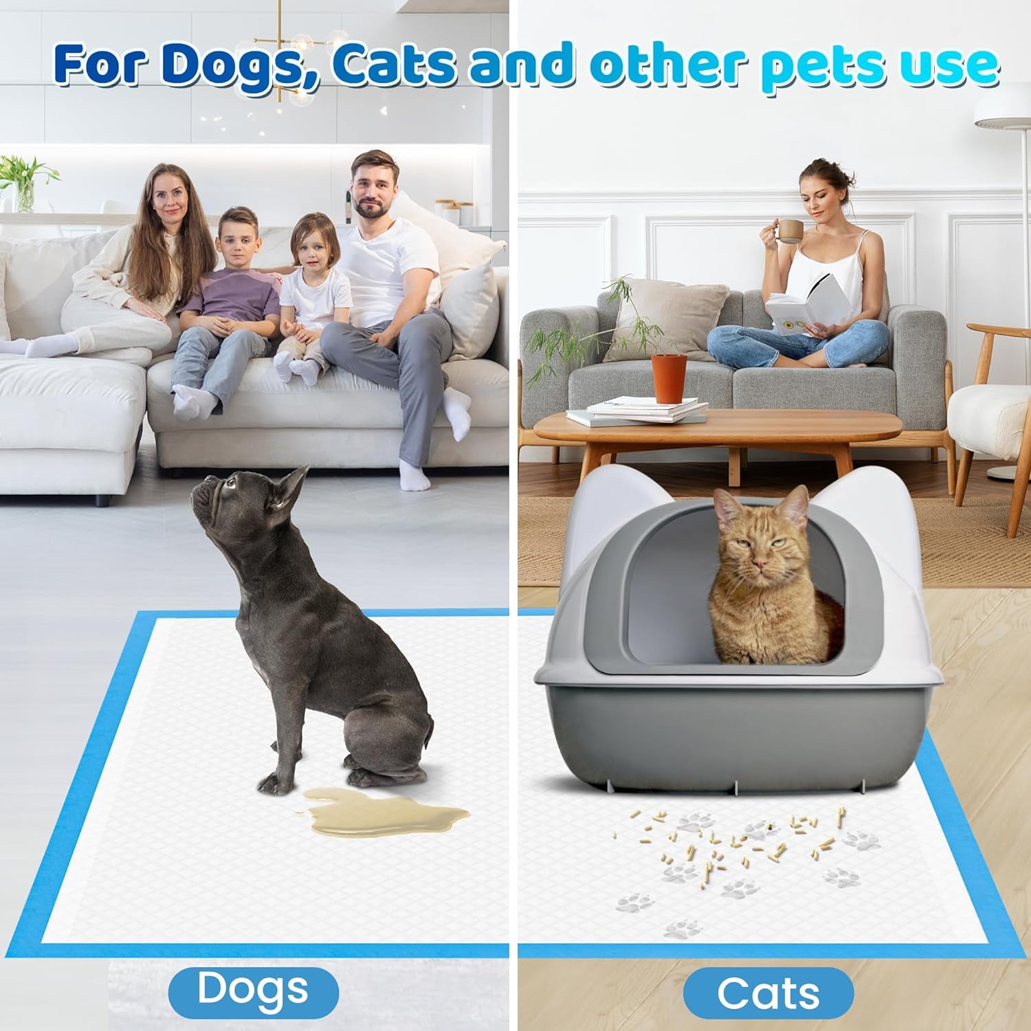 Upgrade Leak-Proof Pet Training and Puppy Pads, Jumbo Pee Pads for Dogs with Thicken Polymer Heavy Absorbency, Quick Dry Disposable Pee Pads for Cats Dogs Rabbit Parrots
