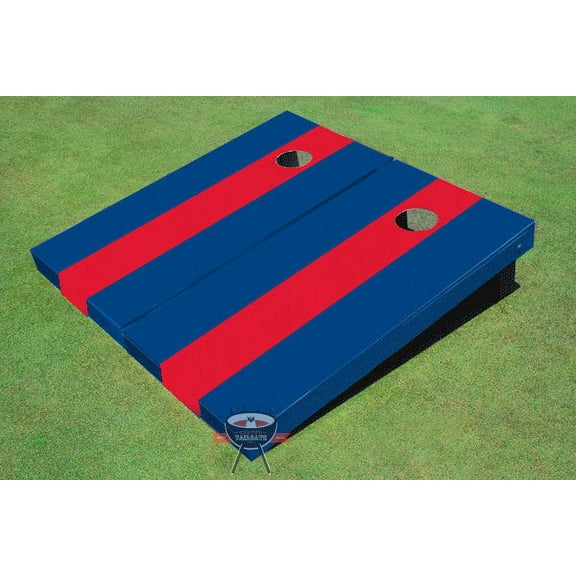 Red and Royal Long Stripe No Stripe Cornhole Boards