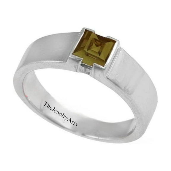 thejewelryart Color Changing Square Cut Sultanite Gemstone Ring Solid 925 Sterling Silver Men’s Ring Handmade Jewelry for Men Silver 3