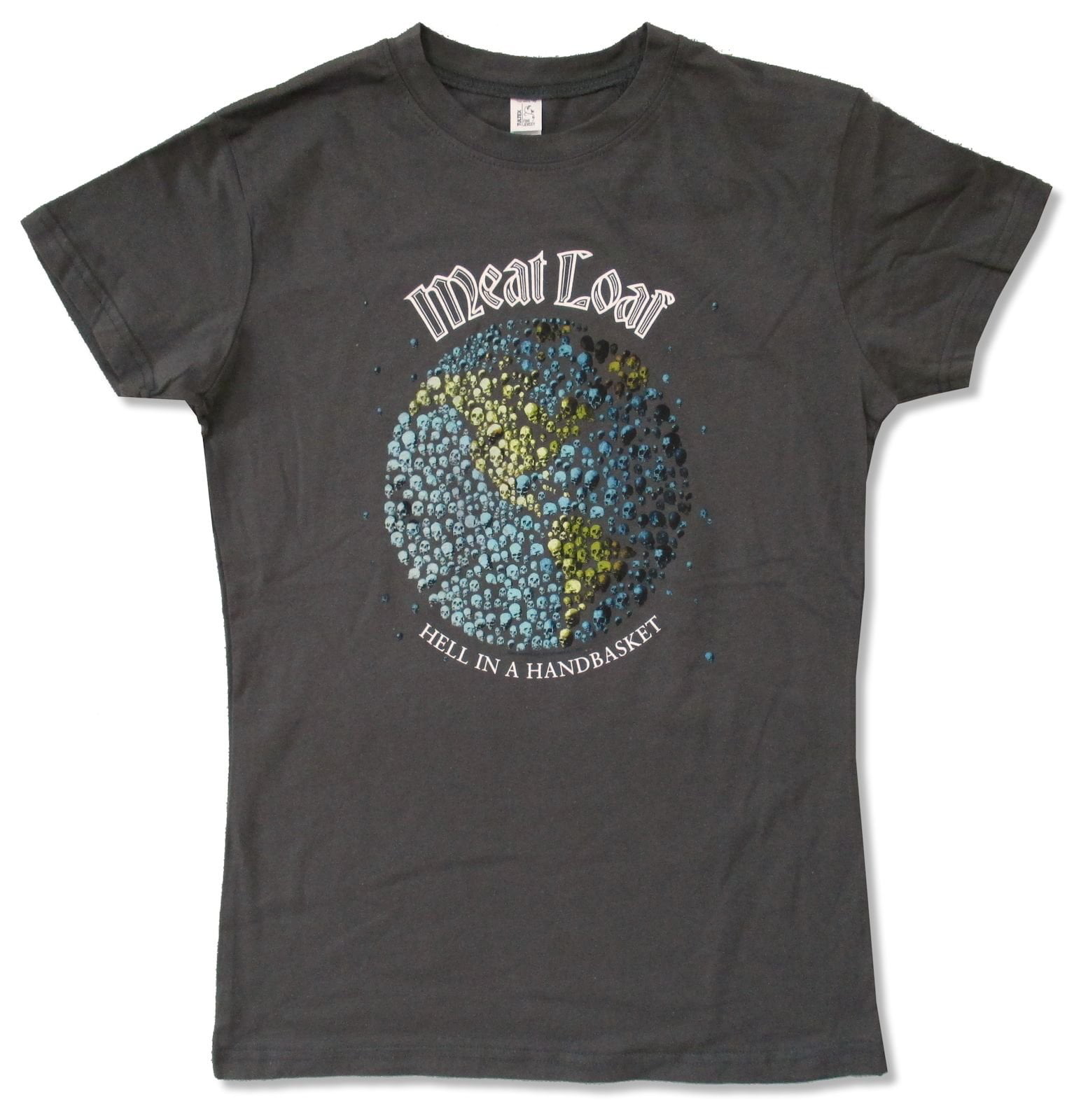 Meat Loaf Hang Cool Teddy Bear Foil Logo Girls Juniors Grey T Shirt New Official 